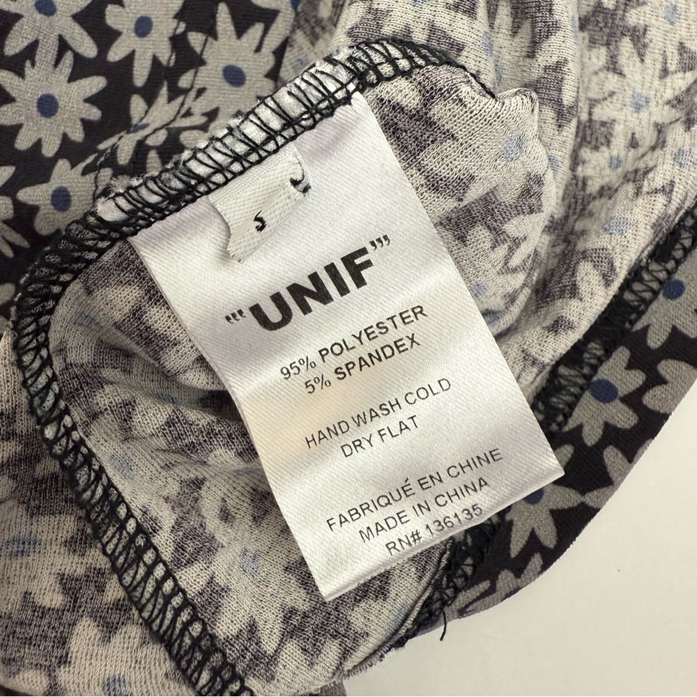 UNIF Corin Ditsy Floral Mini Dress Black Grey - Picture 14 of 14